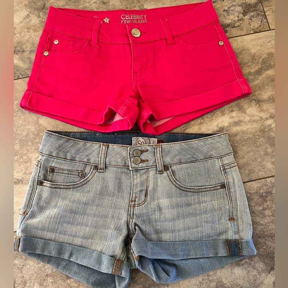 2 Pair of SO & Celebrity Pink Junior Shorts